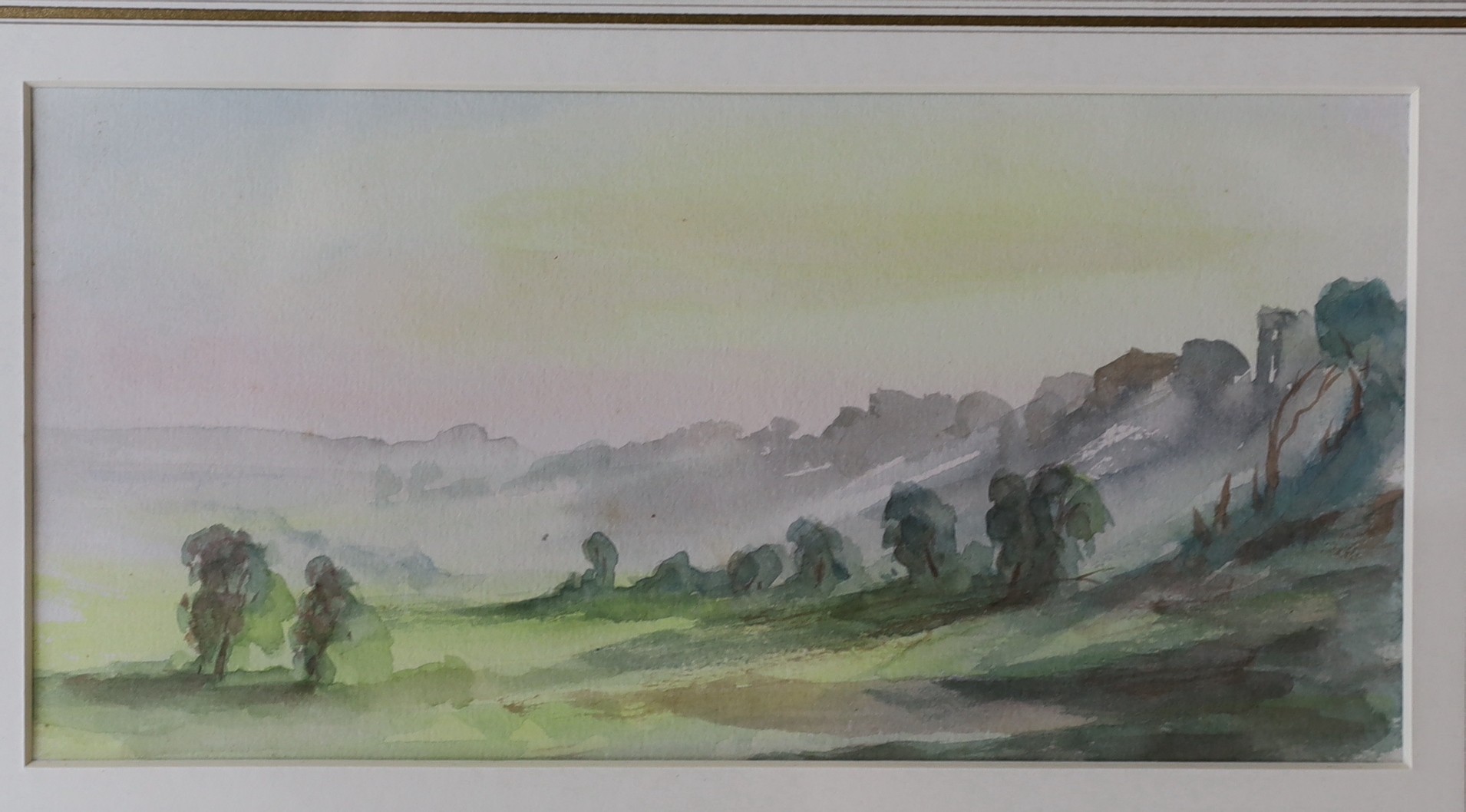 F.E. Jackson, watercolour, 'Headland Val der Chann', signed, 16 x 50.5cm, together with a group of assorted pastels and watercolours